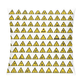 Personality  Safety Signs Warning Set Warndreieck BGV A8 Triangle Sign Vector Pictogram Icon Pillow Covers