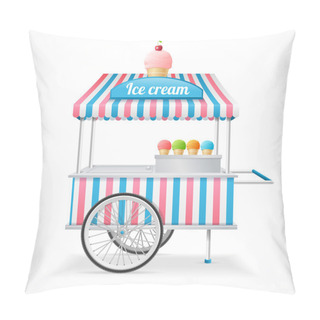 Personality  Ice Cream Cart Market Card. Vector Pillow Covers