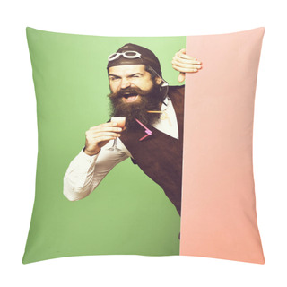 Personality  Smiling Handsome Bearded Pilot Pillow Covers