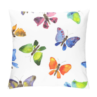 Personality  Seamless Pattern Of Watercolor Butterflies Background Pillow Covers