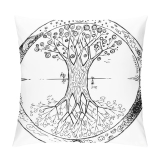 Personality  Yggdrasil Tree Of Life Vector Mandala Pillow Covers