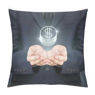 Personality  Businessman Holding Coin Icon Pillow Covers