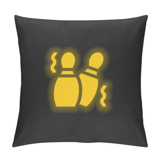 Personality  Bowling Pins Yellow Glowing Neon Icon Pillow Covers