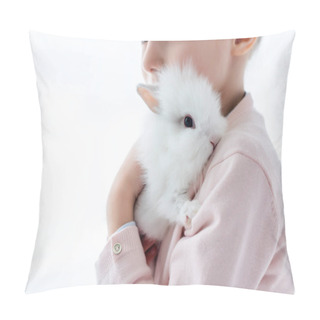 Personality  Adorable Kid Hugging White Rabbit  Pillow Covers
