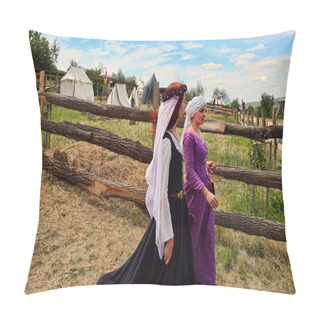 Personality  Vatra, Moldova. June 28, 2015. Medieval Festival.  Unidentified  Pillow Covers