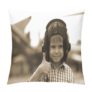 Personality  Little Boy In Flight Helmet Pillow Covers