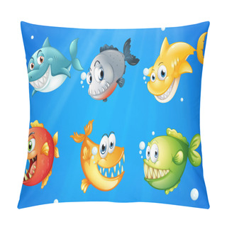 Personality  Six Colorful Fishes Under The Deep Sea Pillow Covers