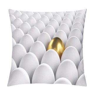 Personality  Golden Egg Standing Out From The Others. 3d Render Pillow Covers