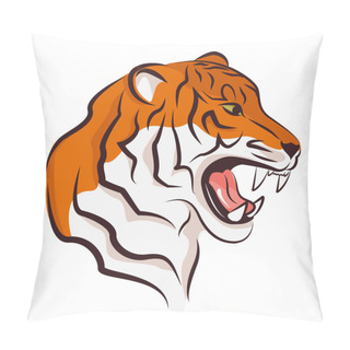 Personality  Vector Illustration Of Angry Tiger. Pillow Covers