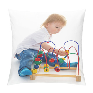 Personality  Little Boy In The Classroom At Montessori Environment. Pillow Covers