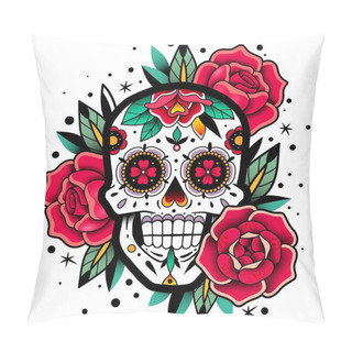 Personality  Mexican Roses Skull Pillow Covers