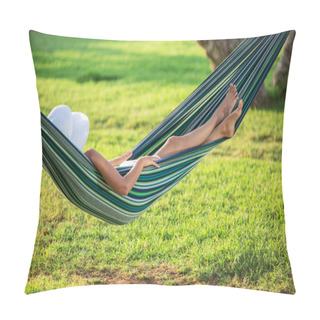 Personality  Relaxing In The Hammock. Summer Day. Pillow Covers