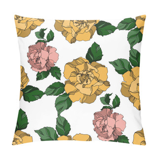 Personality  Vector Roses Floral Botanical Flowers. Black And White Engraved Ink Art. Seamless Background Pattern. Pillow Covers