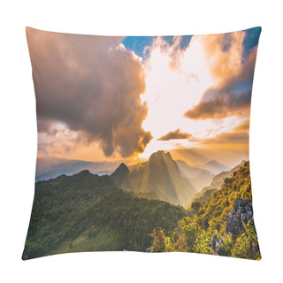 Personality  The Sun Over A Mountain Range At Doi Luang Chiang Dao, High Moun Pillow Covers
