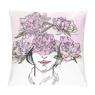 Personality  The Head Of Girl With Flowers Wreath, Warm Colors Pillow Covers