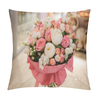 Personality  Rich Bunch Of White And Pink Roses,  Peonies Pillow Covers