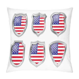Personality  Different Icons With Flag Of USA Pillow Covers