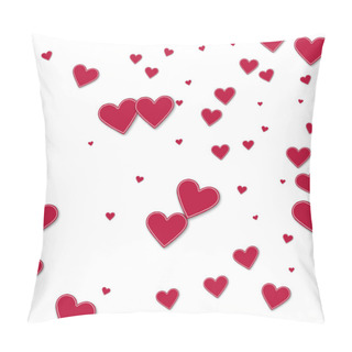 Personality  Cutout Red Paper Hearts Random Scatter On White Background Vector Illustration Pillow Covers