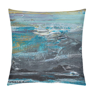 Personality  Artistic Background With Blue And Grey Brush Strokes Of Oil Paint Pillow Covers