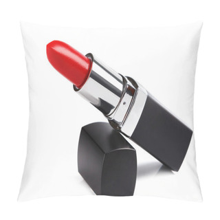 Personality  Red Lipstick Isolated On White Background Pillow Covers