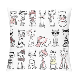 Personality  Set Of Stylish Hipster Cats Pillow Covers