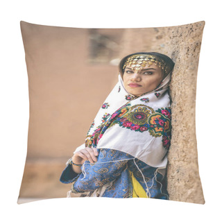 Personality  Young Beautiful Iranian Lady In Traditional Clothing In Village Of Abyaneh Pillow Covers