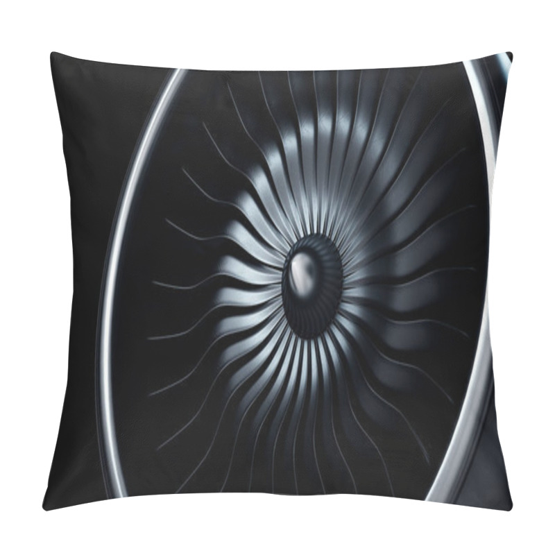 Personality  3d Illustration Of Jet Engine, Close-up View Jet Engine Blades Pillow Covers