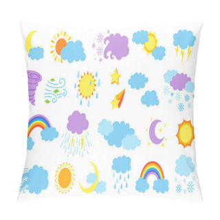 Personality  Weather Cartoon Set Flat Sun Cloud Bright Rainbow Pillow Covers