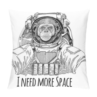 Personality  Chimpanzee Monkey Wearing Space Suit Wild Animal Astronaut Spaceman Galaxy Exploration Hand Drawn Illustration For T-shirt Pillow Covers