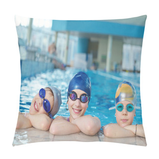 Personality  Happy Children Group At Swimming Pool Pillow Covers