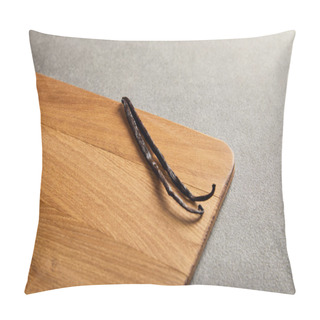 Personality  Vanilla Pods Lying On Wooden Cutting Board On Dark Surface  Pillow Covers