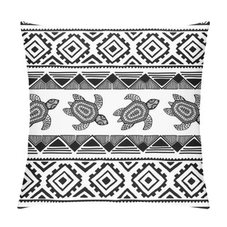 Personality  Turtle. Black And White Seamless Pattern. Ethnic And Tribal Moti Pillow Covers