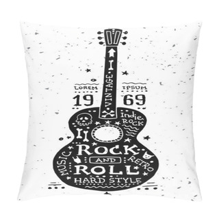 Personality  Illustration Of Vintage Grunge Label With Guitar Pillow Covers