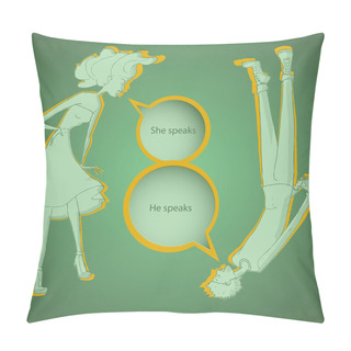 Personality  Boy And Girl Talking - Vector Illustration Pillow Covers