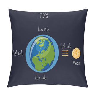 Personality  Low And High Lunar Tides Diagram. Effect Of Moon Gravitational Force On Seacoast Water Level. Pillow Covers