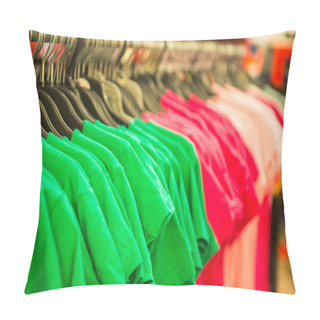 Personality  Rows Of Cotton T-shirts In A Large Store Pillow Covers