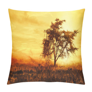 Personality  Big African Tree Silhouette Over Sunset Pillow Covers