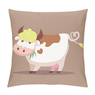 Personality  Vector Illustration Of Cute Cartoon Cow Pillow Covers