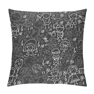 Personality  Poster With Cute Doodle Drawing Of Happy Kids And Precepts To Celebrate Childrens Day. Kindergarten Children. Pillow Covers