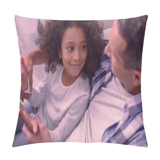 Personality  Positive Cute Girl Looking At Her Dad Pillow Covers