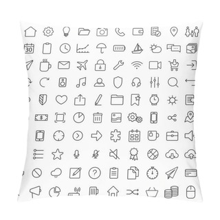 Personality  100 Thin Line Universal Icons Set Pillow Covers