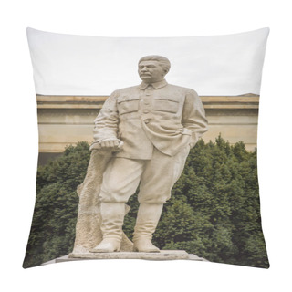 Personality  GORI, GEORGIA - MAY 2, 2019: Statue In Front Of Stalin Museum In Gori, Georgia. Museum Is Dedicated To The Life Of Soviet Leader Joseph Stalin, Who Was Born In Gori. Pillow Covers