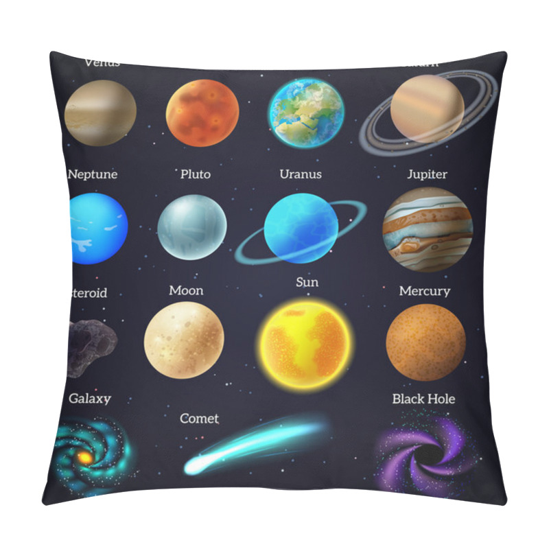 Personality  Cosmos Stars Planets Galaxy Icons Set  Pillow Covers