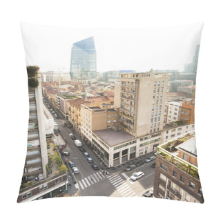 Personality  Milan Streets, Buildings And Diamond Tower Seen From Above Pillow Covers