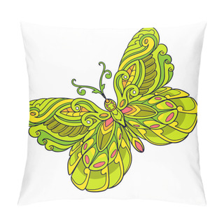 Personality  Colorful Butterfly Mandala Arts Isolated On White Background. Pillow Covers