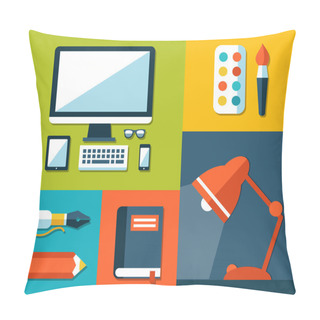 Personality  Illustration Of School Flat Design Composition Pillow Covers