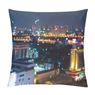 Personality  City Lights Abstract Circular Bokeh On Blue Background Pillow Covers