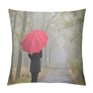 Personality  Woman With Red Umbrella  Pillow Covers