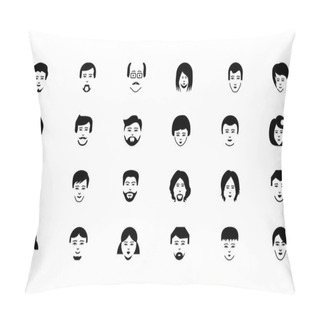 Personality  Faces Vector Icons 3 Pillow Covers
