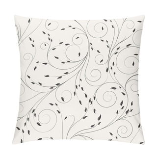 Personality  Thin Curly Floral Lines With Leaves Vector Pattern. Pillow Covers